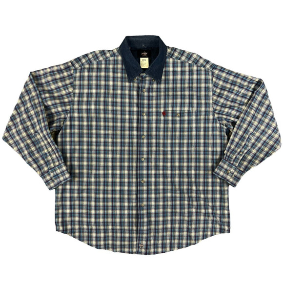 PBR Wrangler Blue Plaid Button Down‎ Men's long Sleeve Size XL - Picture 1 of 6